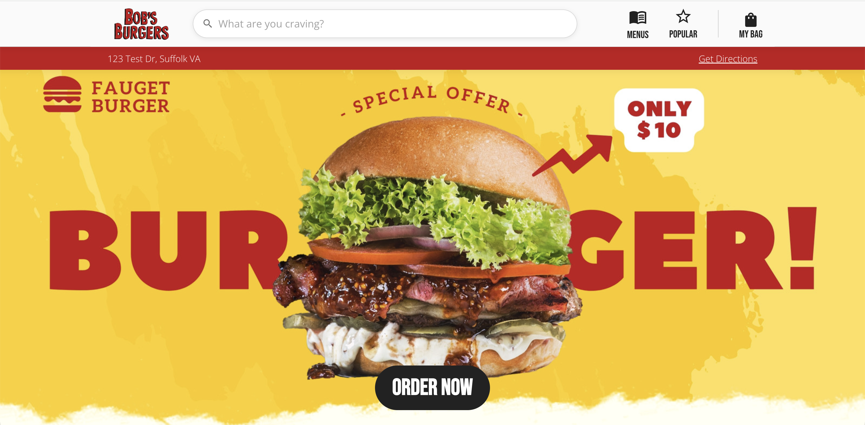The GrubStack Web storefront homepage, including the header and hero banner