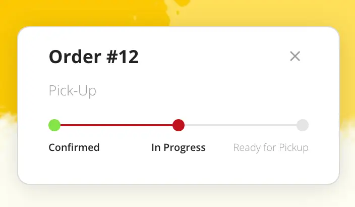 The order tracker widget showing an order's progress